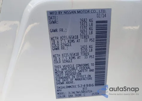 2014 Infiniti Qx60 из США, поврежденный, VIN 5N1AL0MM2EC524986